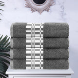 Larissa Cotton Geometric Border Bath Towel Set of 4 - Bath Towel by Superior Brand