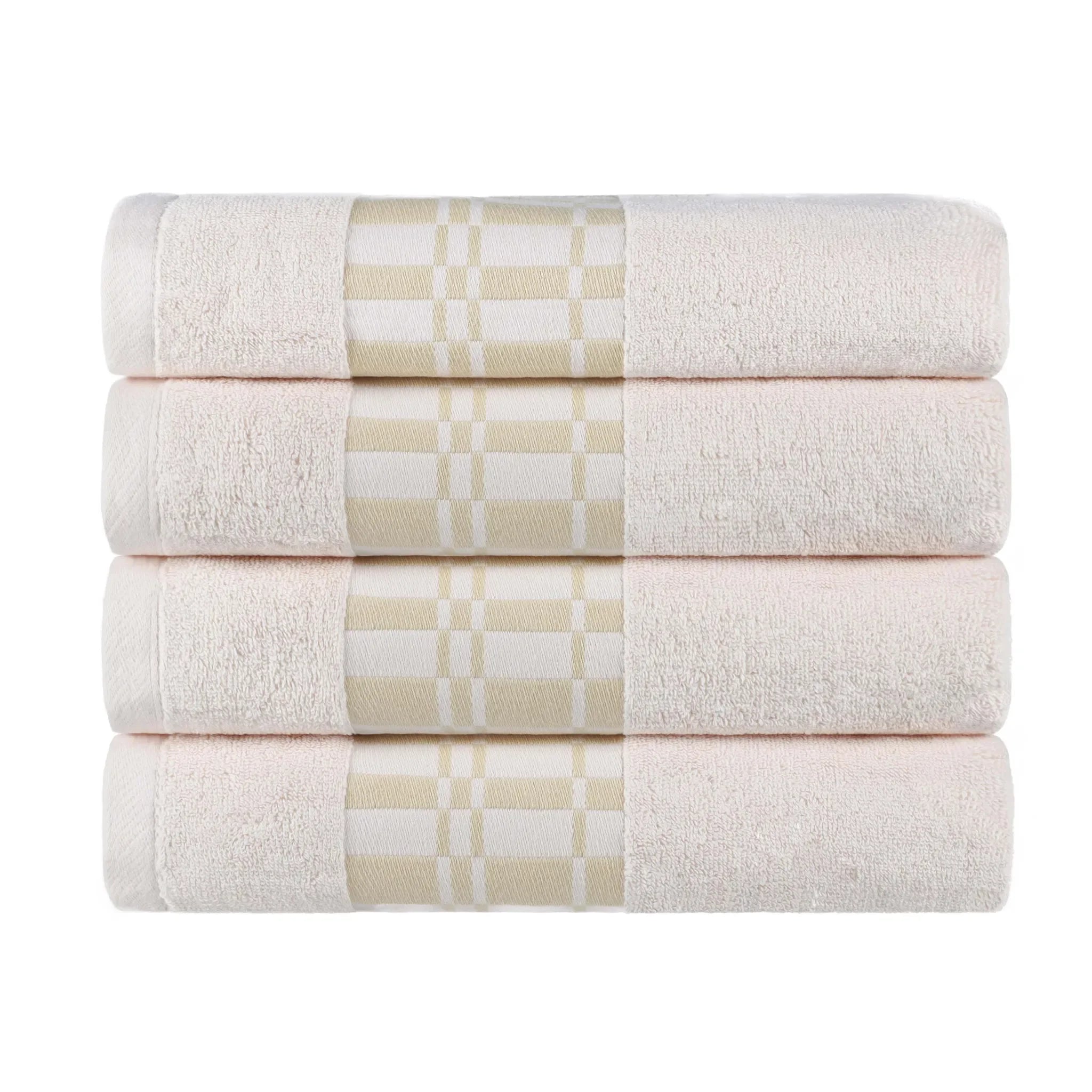 Larissa Cotton Geometric Border Bath Towel Set of 4 - Bath Towel by Superior Brand