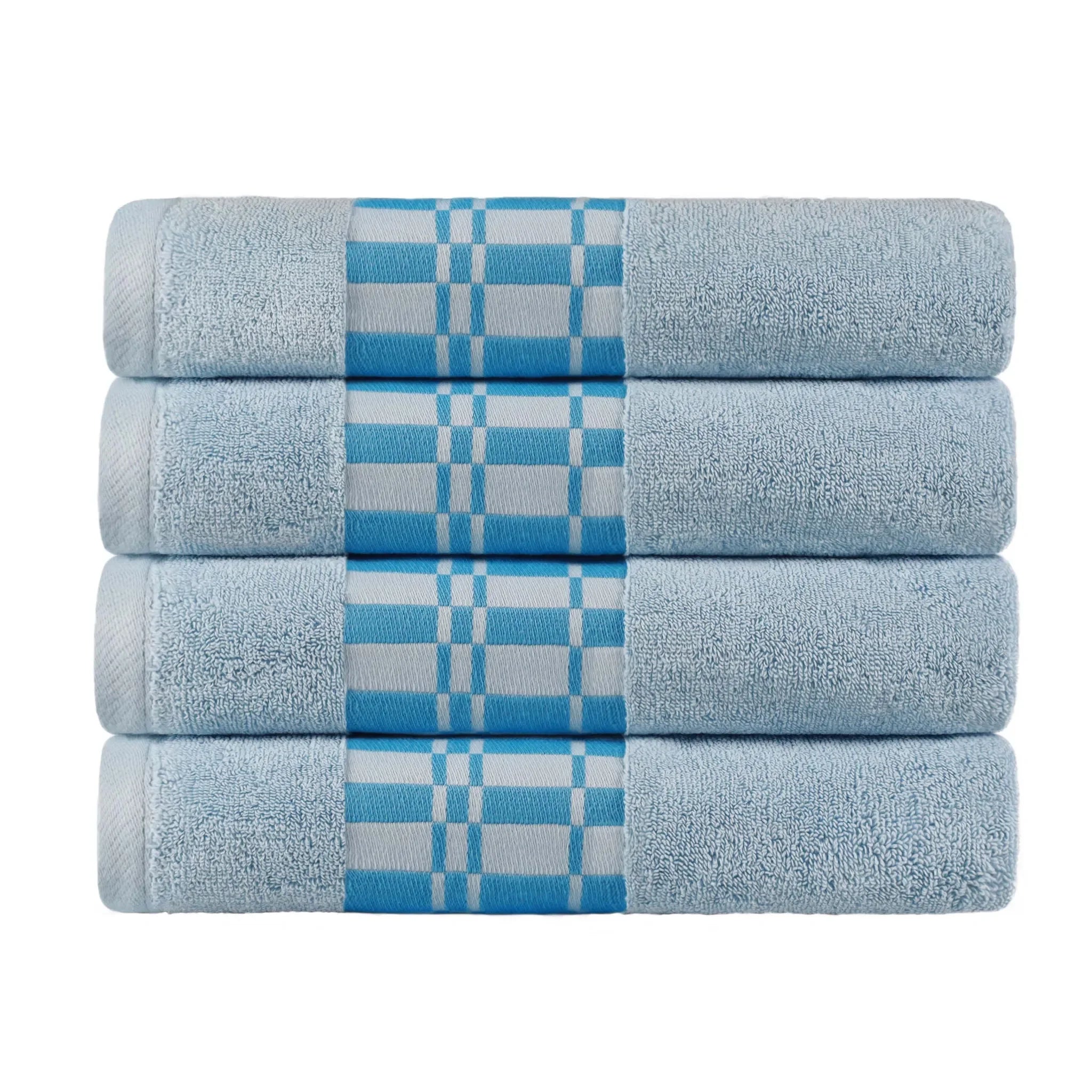Larissa Cotton Geometric Border Bath Towel Set of 4 - Bath Towel by Superior Brand
