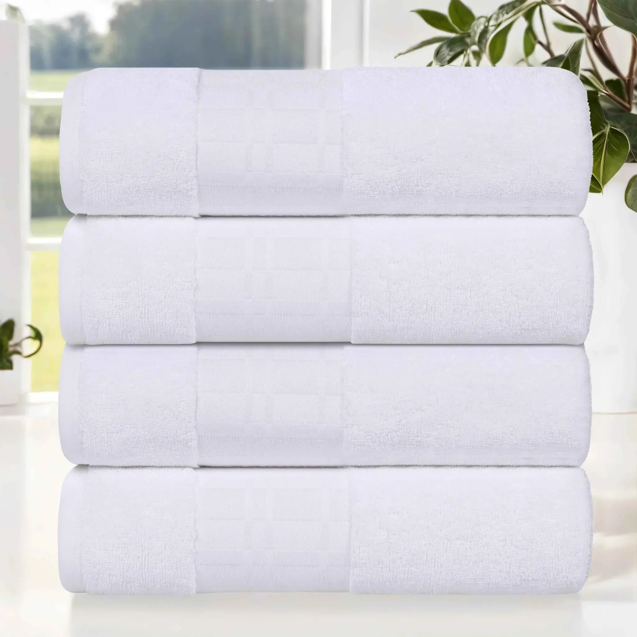 Larissa Cotton Geometric Border Bath Towel Set of 4 - Bath Towel by Superior Brand