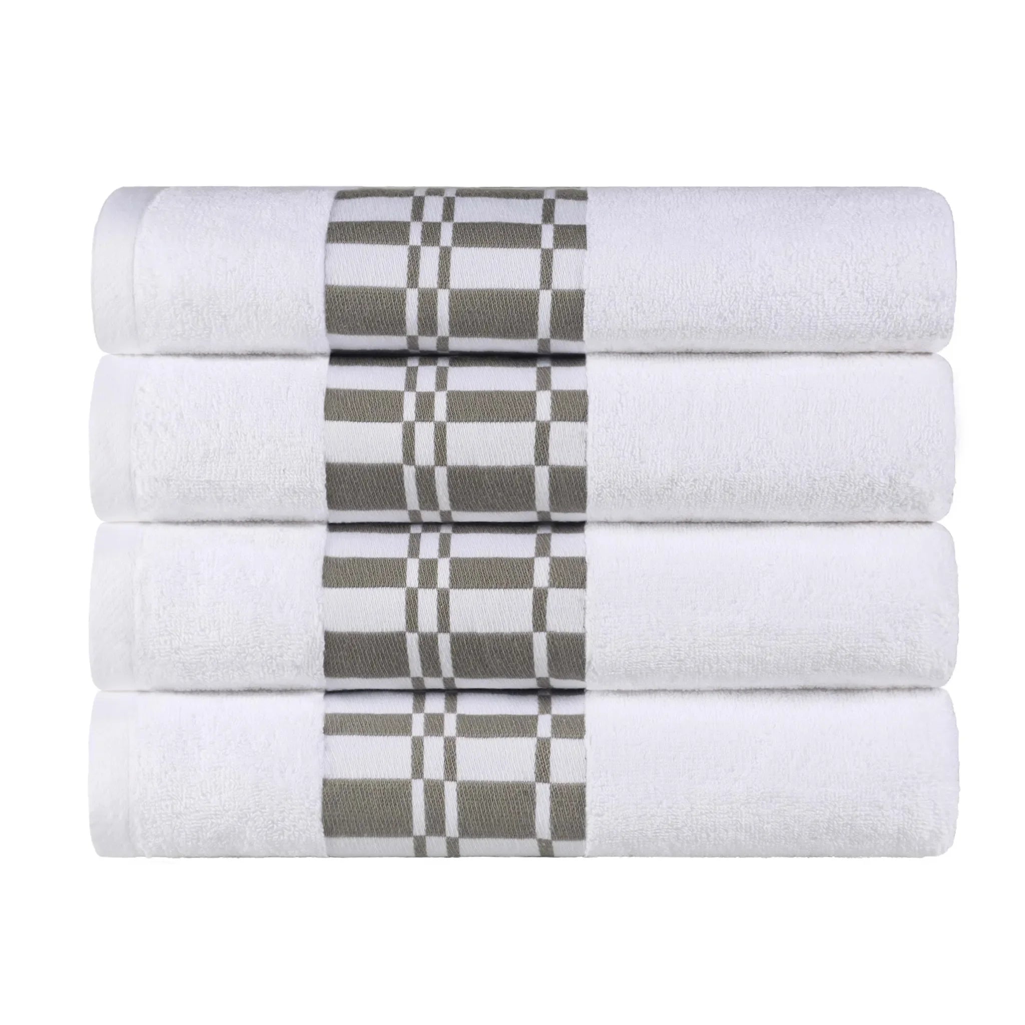 Larissa Cotton Geometric Border Bath Towel Set of 4 - Bath Towel by Superior Brand