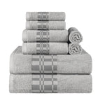 Larissa Cotton Geometric Border 8 Piece Assorted Towel Set - Towel Set by Superior Brand