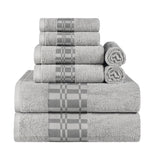 Larissa Cotton Geometric Border 8 Piece Assorted Towel Set - Towel Set by Superior Brand