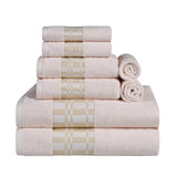 Larissa Cotton Geometric Border 8 Piece Assorted Towel Set - Towel Set by Superior Brand