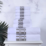 Larissa Cotton Geometric Border 8 Piece Assorted Towel Set - Towel Set by Superior Brand