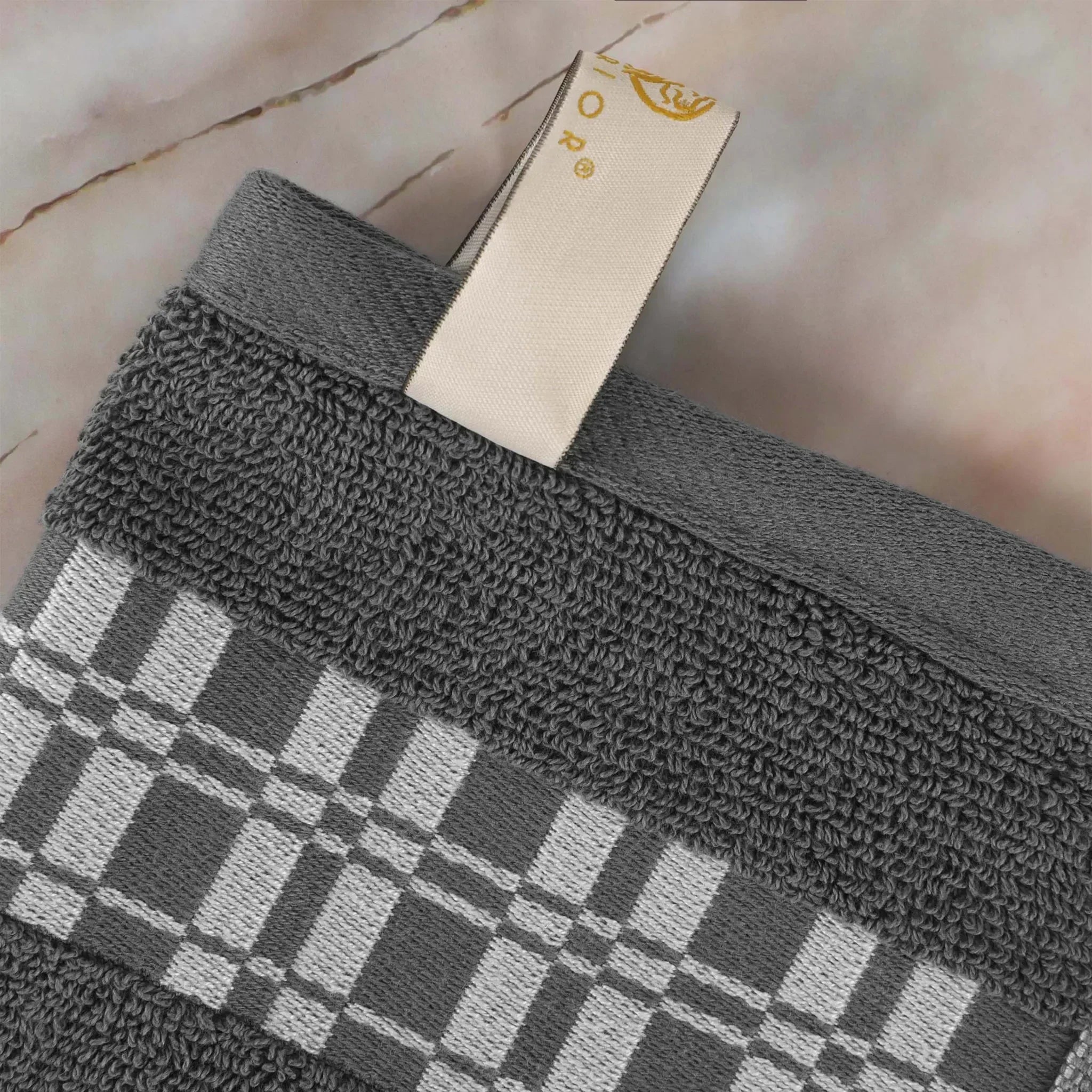 Larissa Cotton Geometric Border 3 Piece Assorted Towel Set - Towel Set by Superior Brand