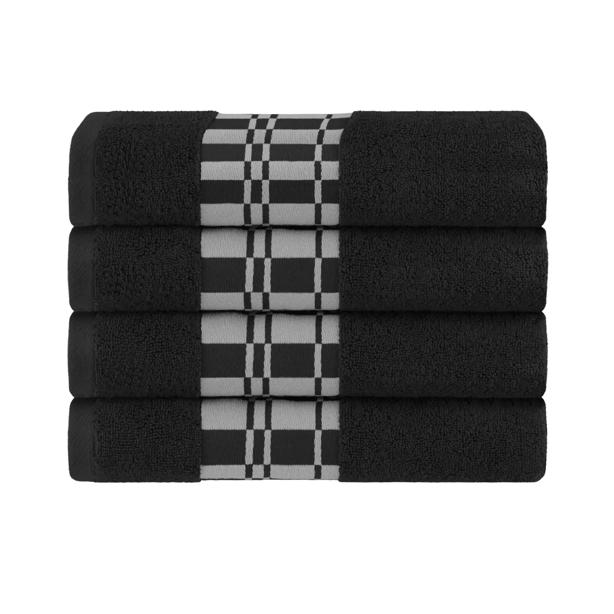 Larissa Cotton Geometric Border Bath Towel Set of 4 - Bath Towel by Superior Brand