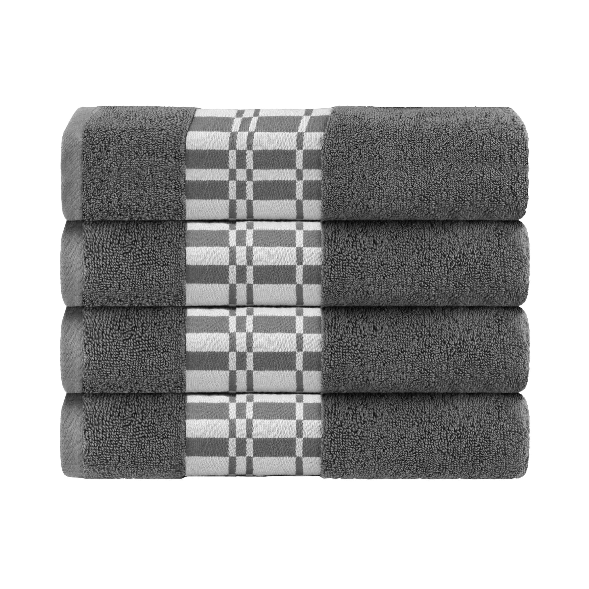 Larissa Cotton Geometric Border Bath Towel Set of 4 - Bath Towel by Superior Brand