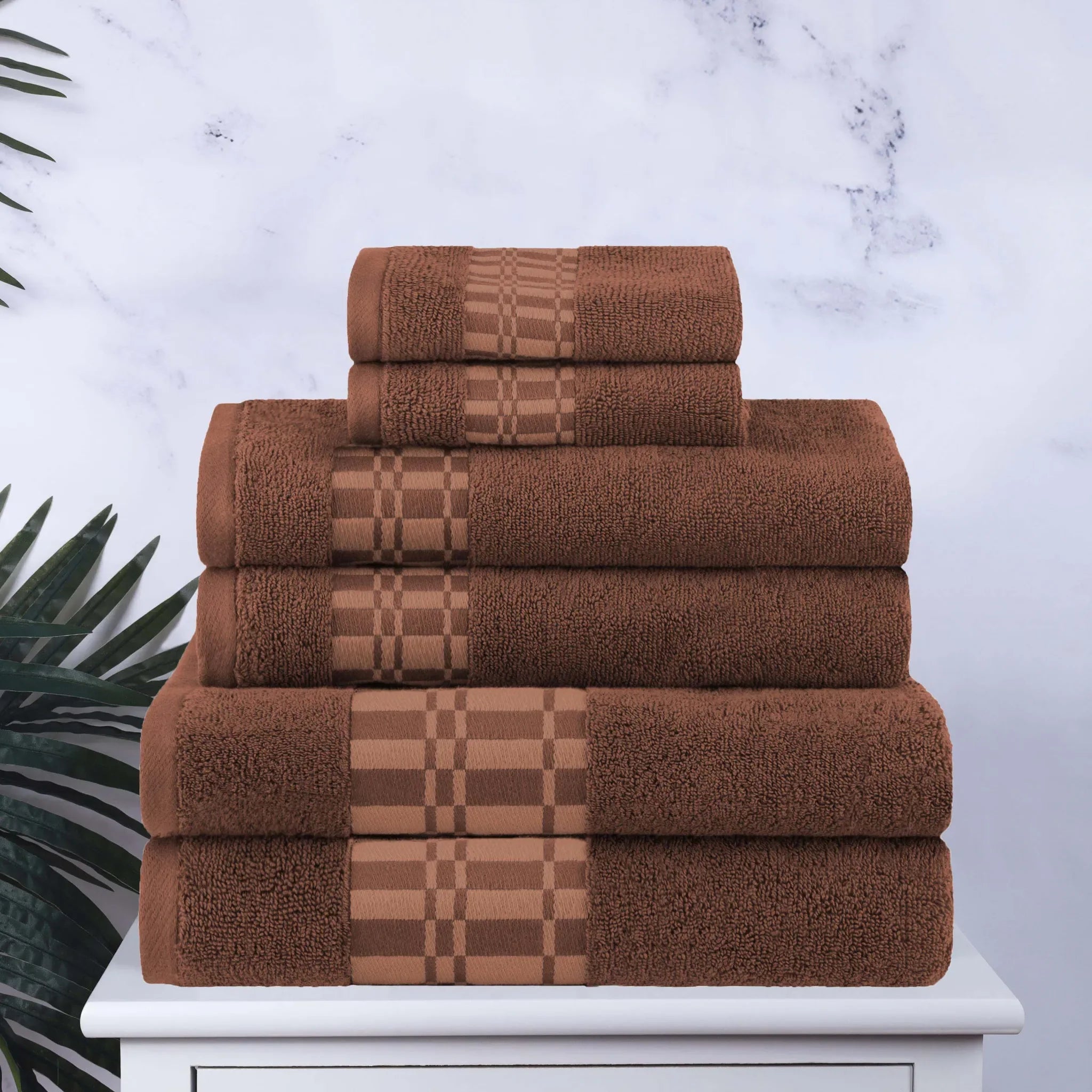 Larissa Cotton Geometric Border 6 Piece Assorted Towel Set - Towel Set by Superior Brand