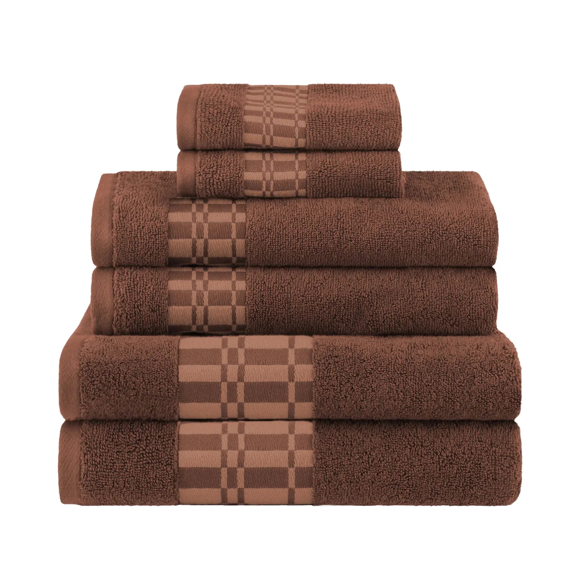 Larissa Cotton Geometric Border 6 Piece Assorted Towel Set - Towel Set by Superior Brand
