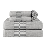 Larissa Cotton Geometric Border 6 Piece Assorted Towel Set - Towel Set by Superior Brand