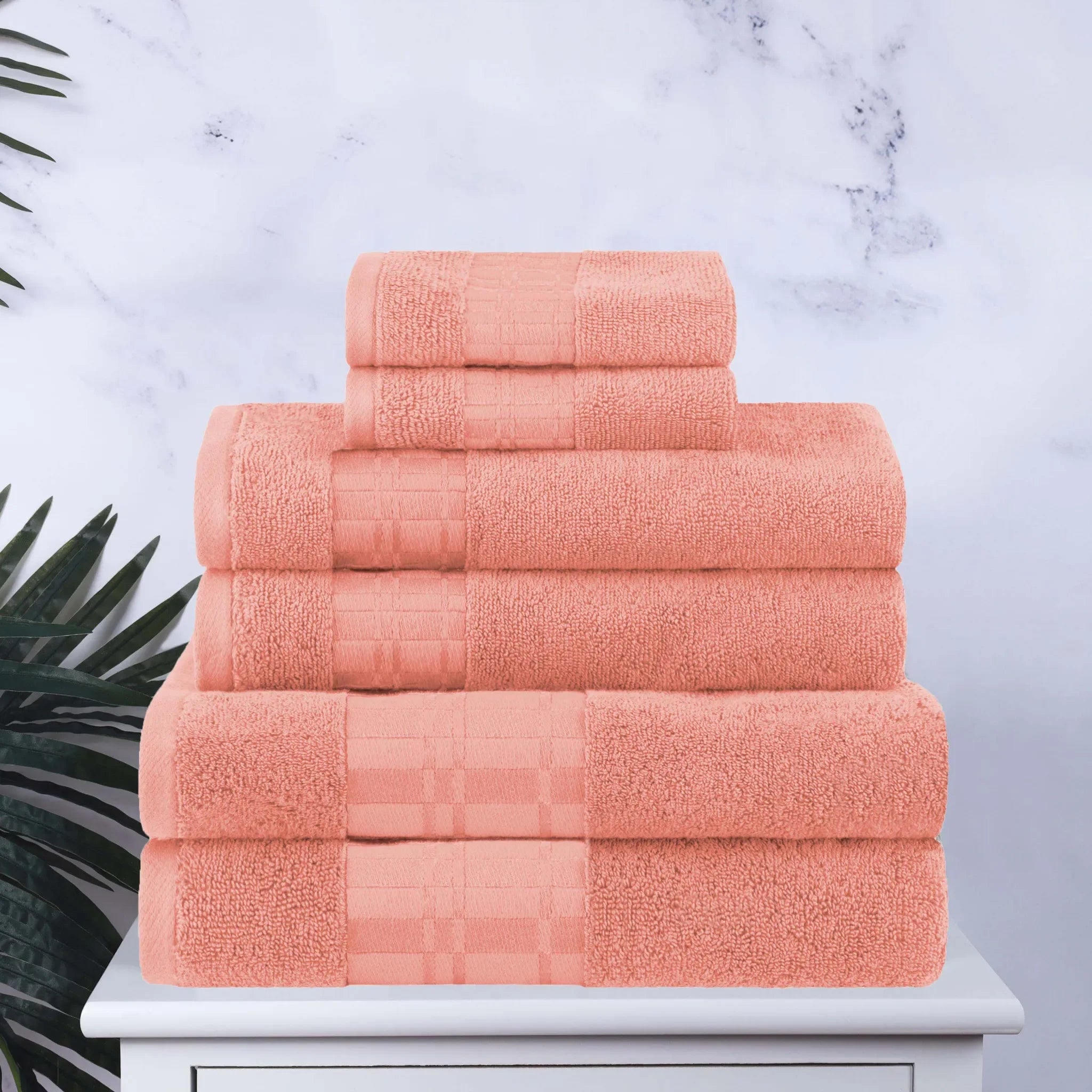 Larissa Cotton Geometric Border 6 Piece Assorted Towel Set - Towel Set by Superior Brand