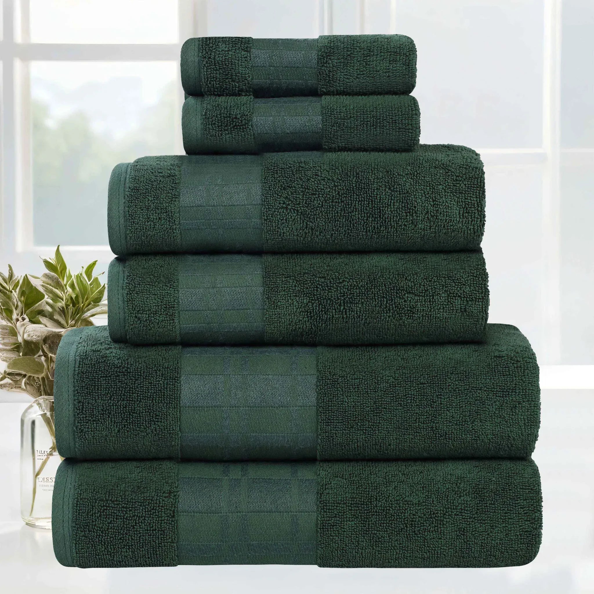 Larissa Cotton Geometric Border 6 Piece Assorted Towel Set - Towel Set by Superior Brand