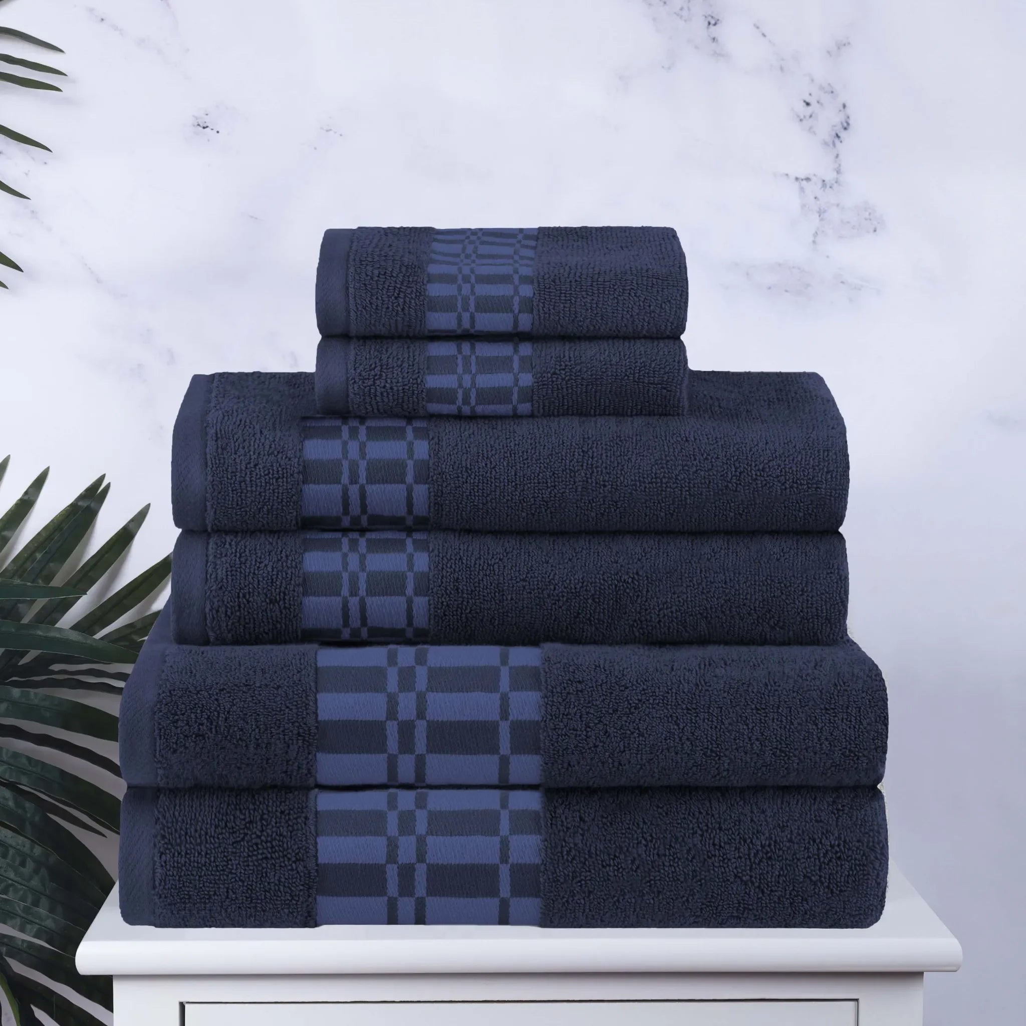 Larissa Cotton Geometric Border 6 Piece Assorted Towel Set - Towel Set by Superior Brand