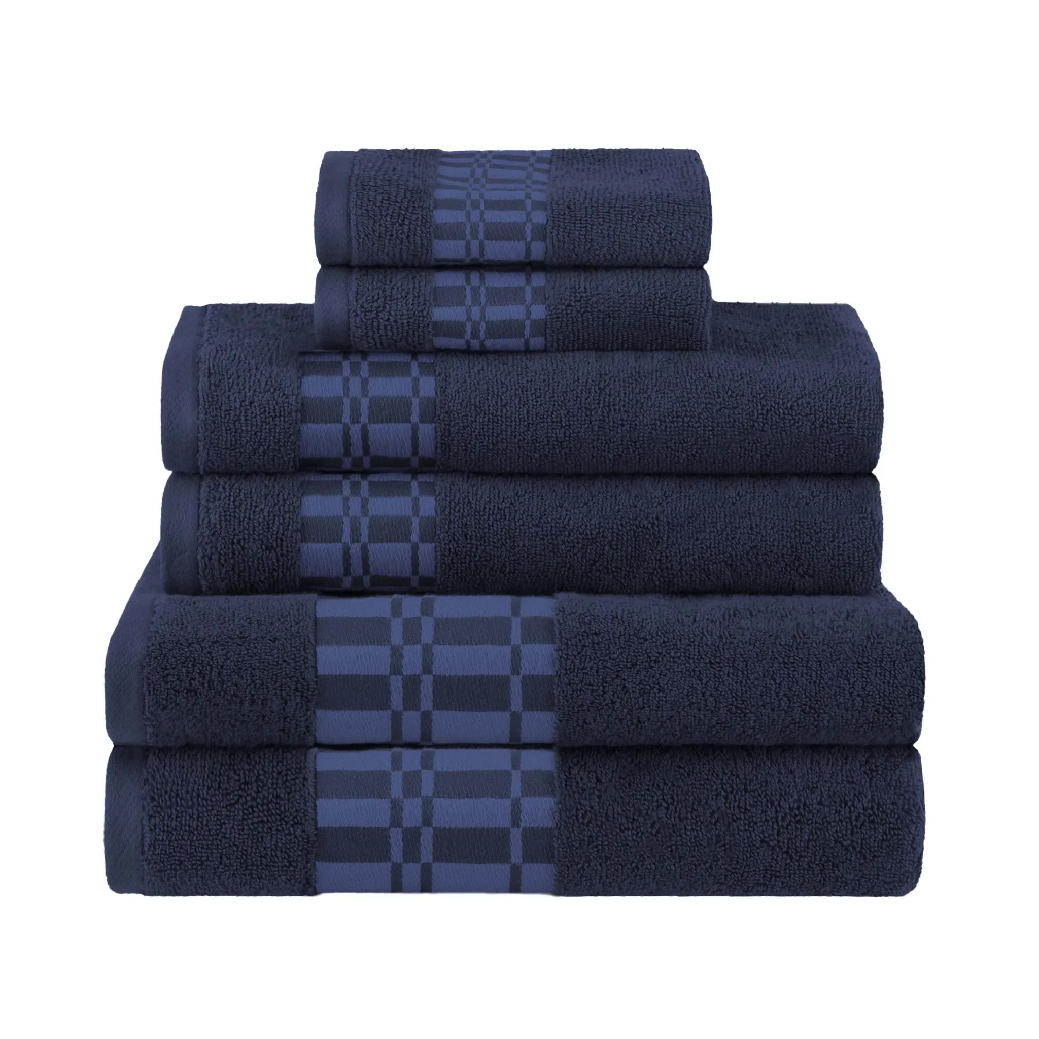 Larissa Cotton Geometric Border 6 Piece Assorted Towel Set - Towel Set by Superior Brand