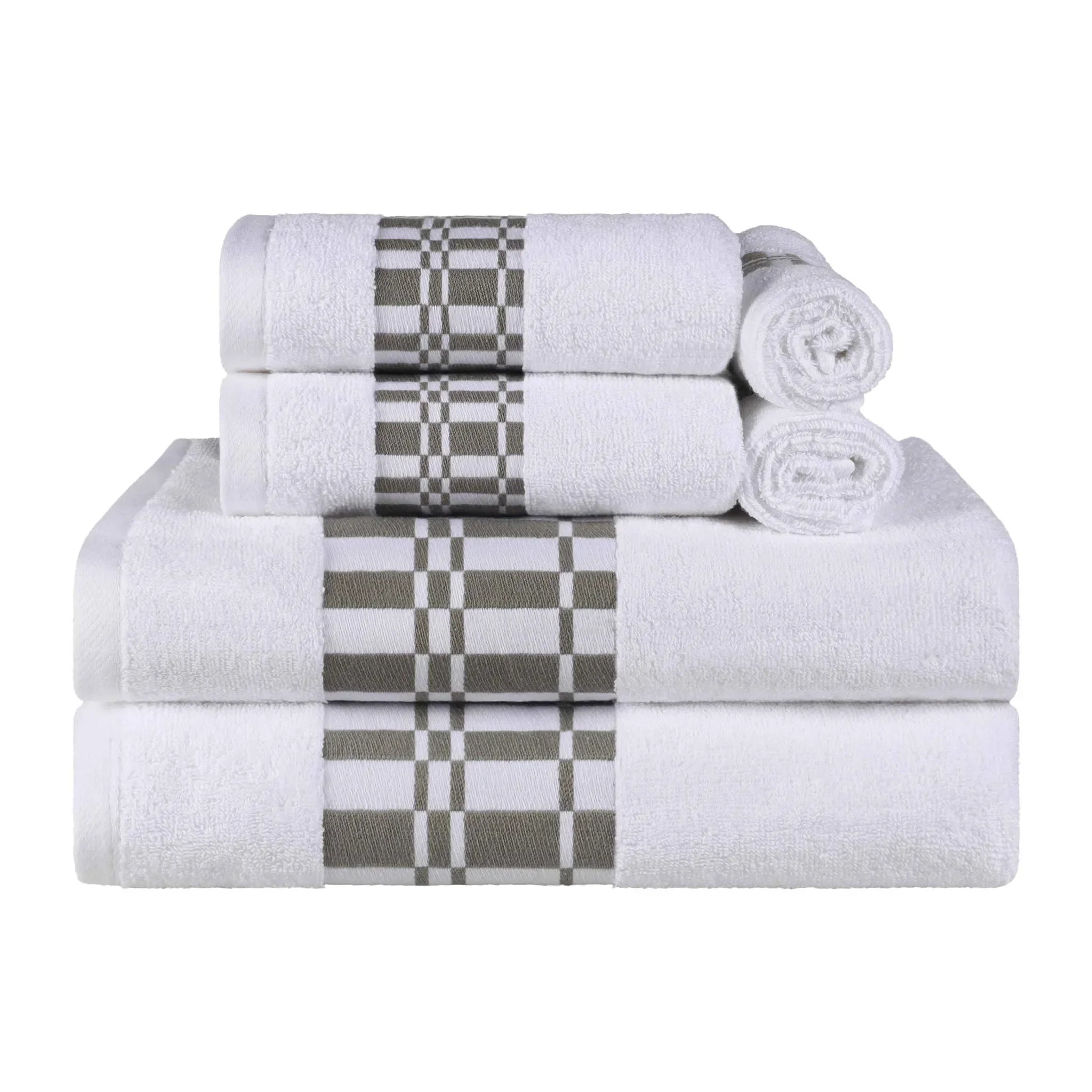 Larissa Cotton Geometric Border 6 Piece Assorted Towel Set - Towel Set by Superior Brand