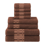 Larissa Cotton Geometric Border 8 Piece Assorted Towel Set - Towel Set by Superior Brand