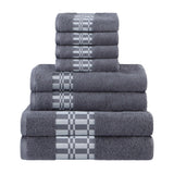 Larissa Cotton Geometric Border 8 Piece Assorted Towel Set - Towel Set by Superior Brand