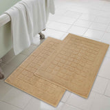 Nora Cotton Solid Absorbent Thick Checkered Washable Bath Mat Set of 2 - Bath Mats by Superior Brand