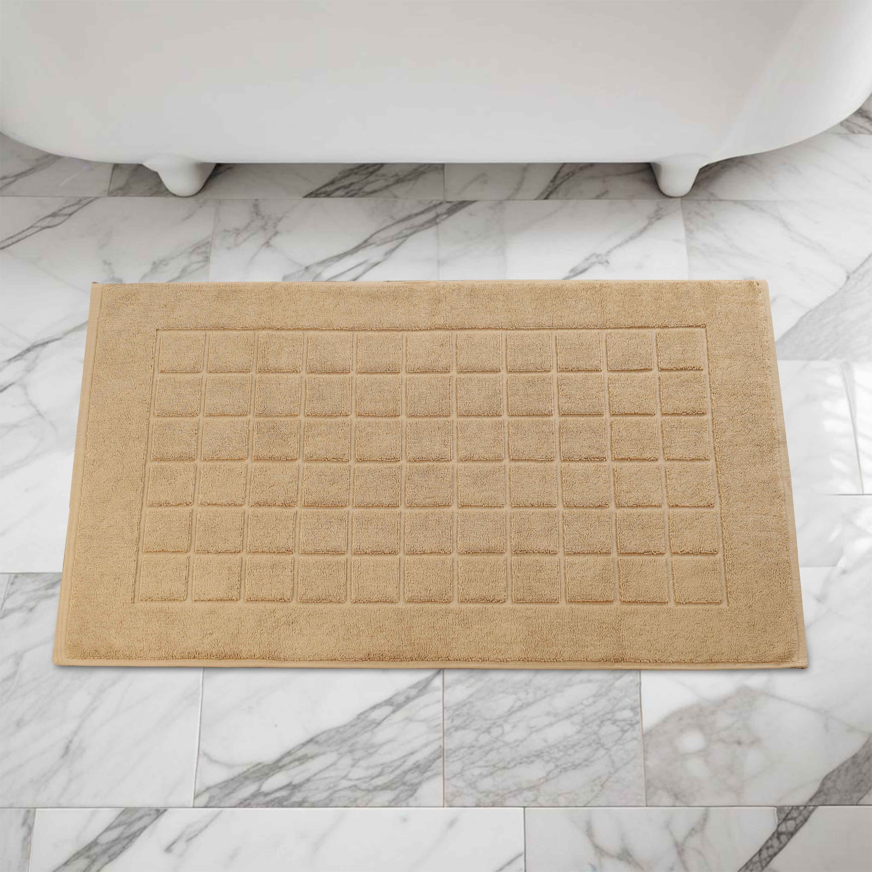Nora Cotton Solid Absorbent Thick Checkered Washable Bath Mat Set of 2 - Bath Mats by Superior Brand