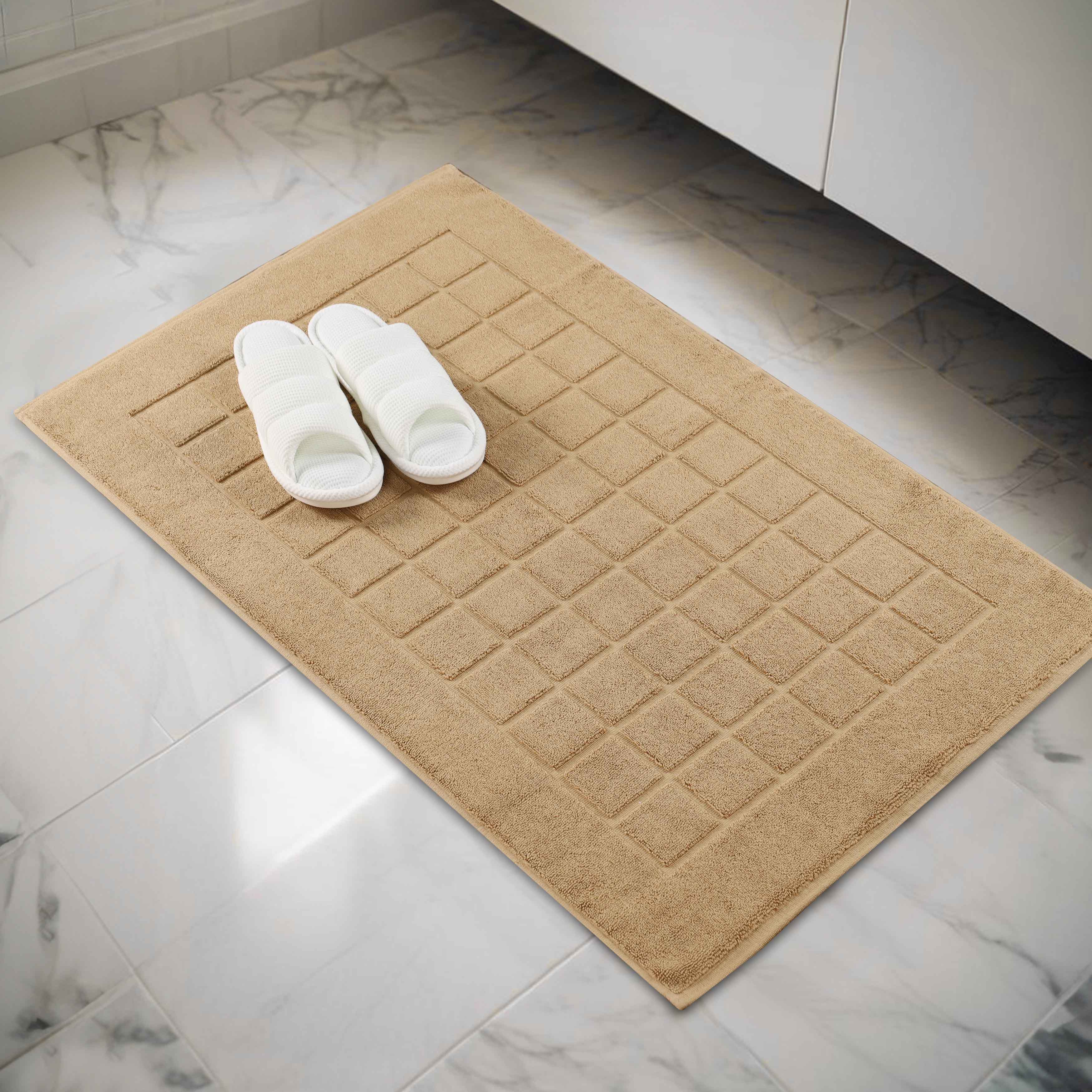 Nora Cotton Solid Absorbent Thick Checkered Washable Bath Mat Set of 2 - Bath Mats by Superior Brand