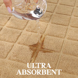 Nora Cotton Solid Absorbent Thick Checkered Washable Bath Mat Set of 2 - Bath Mats by Superior Brand