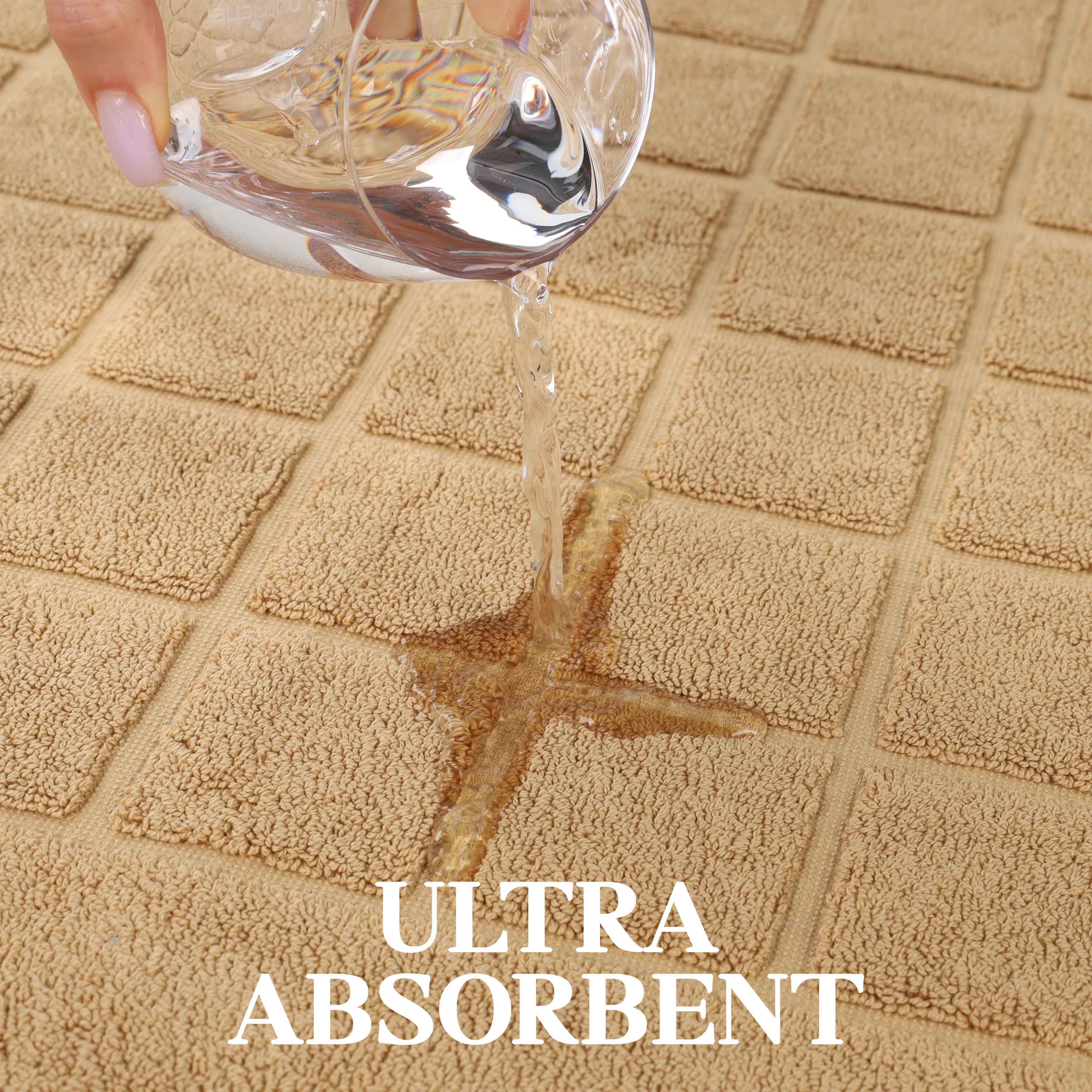 Nora Cotton Solid Absorbent Thick Checkered Washable Bath Mat Set of 2 - Bath Mats by Superior Brand