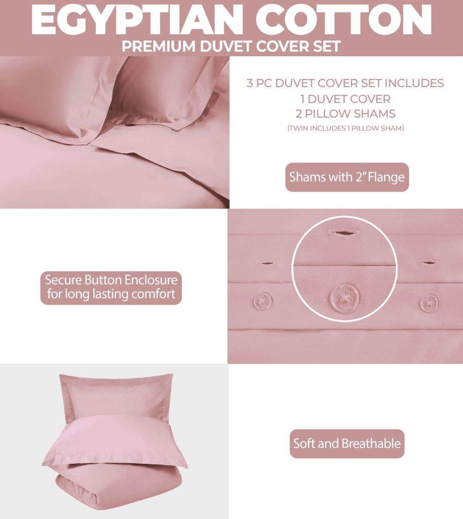 300 Thread Count Egyptian Cotton Solid Duvet Cover - Egyptian Cotton Duvet Cover Set by Superior Brand