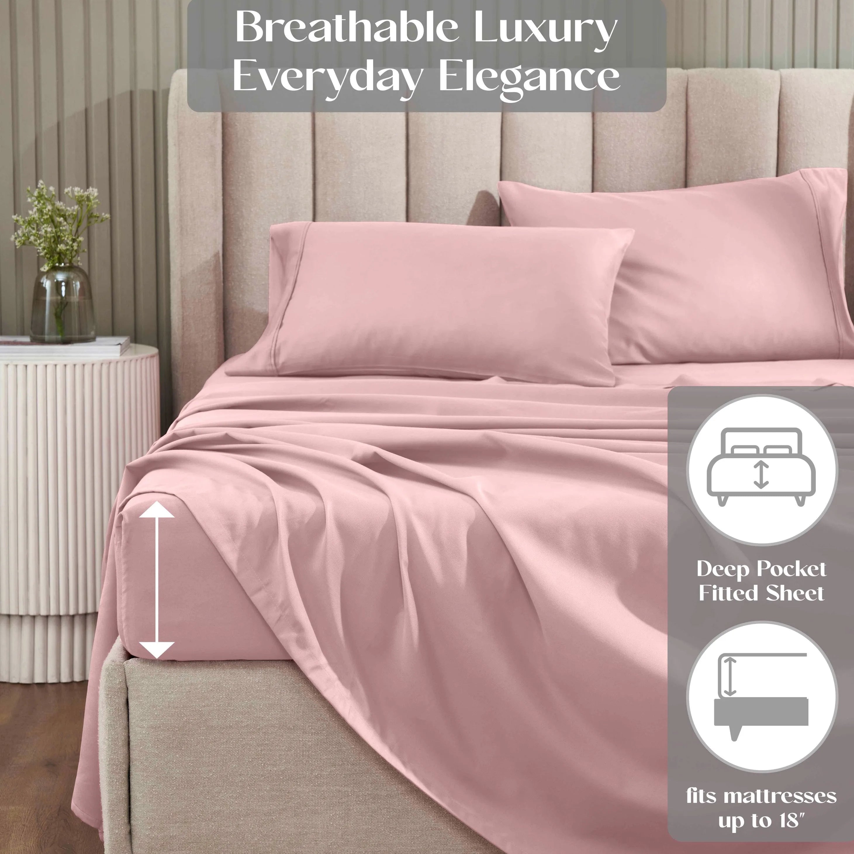 1200 Thread Count Cotton Rich Bed Sheet Set Solid Deep Pocket - Sheet Set by Superior Brand