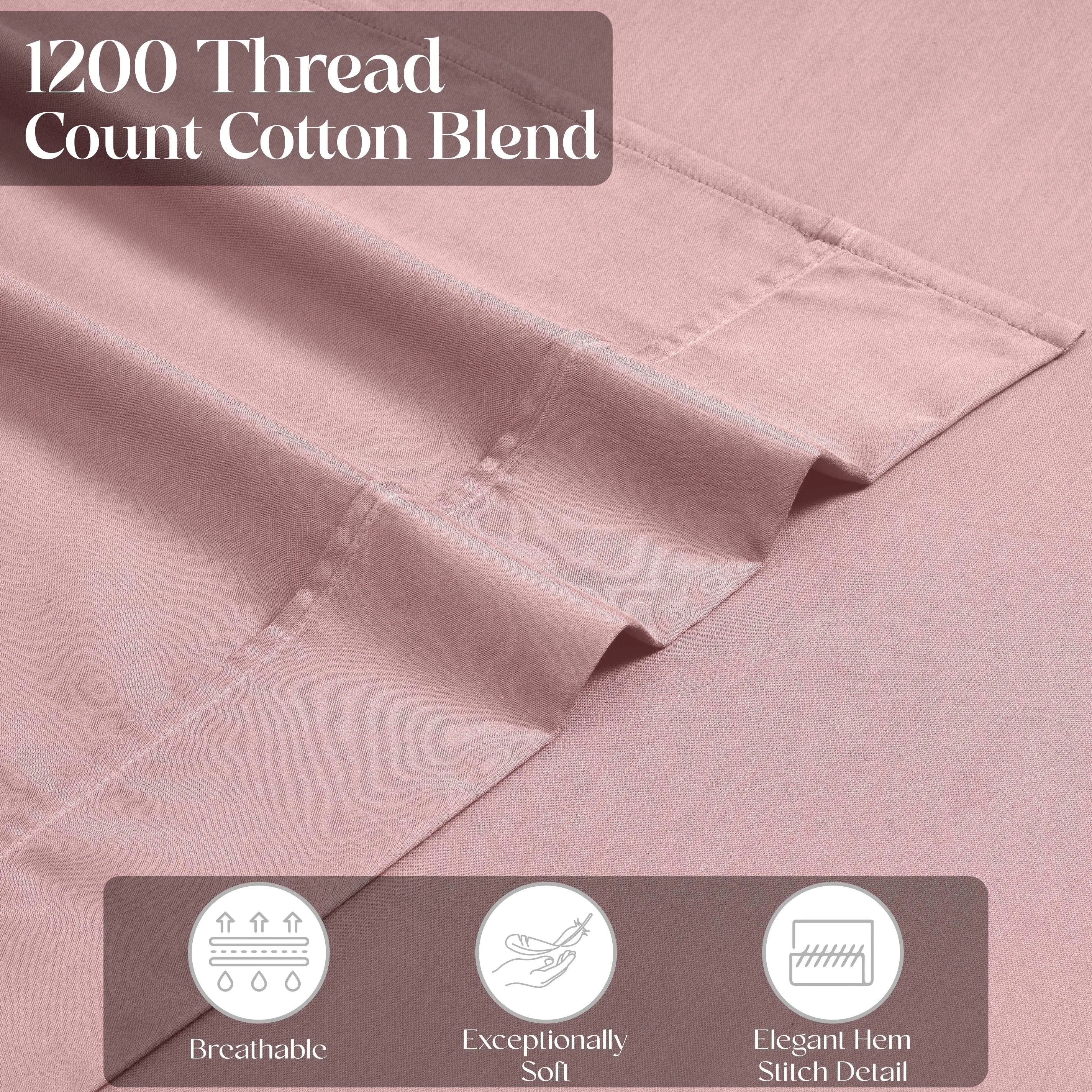 1200 Thread Count Cotton Rich Bed Sheet Set Solid Deep Pocket - Sheet Set by Superior Brand