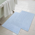 Nora Cotton Solid Absorbent Thick Checkered Washable Bath Mat Set of 2 - Bath Mats by Superior Brand
