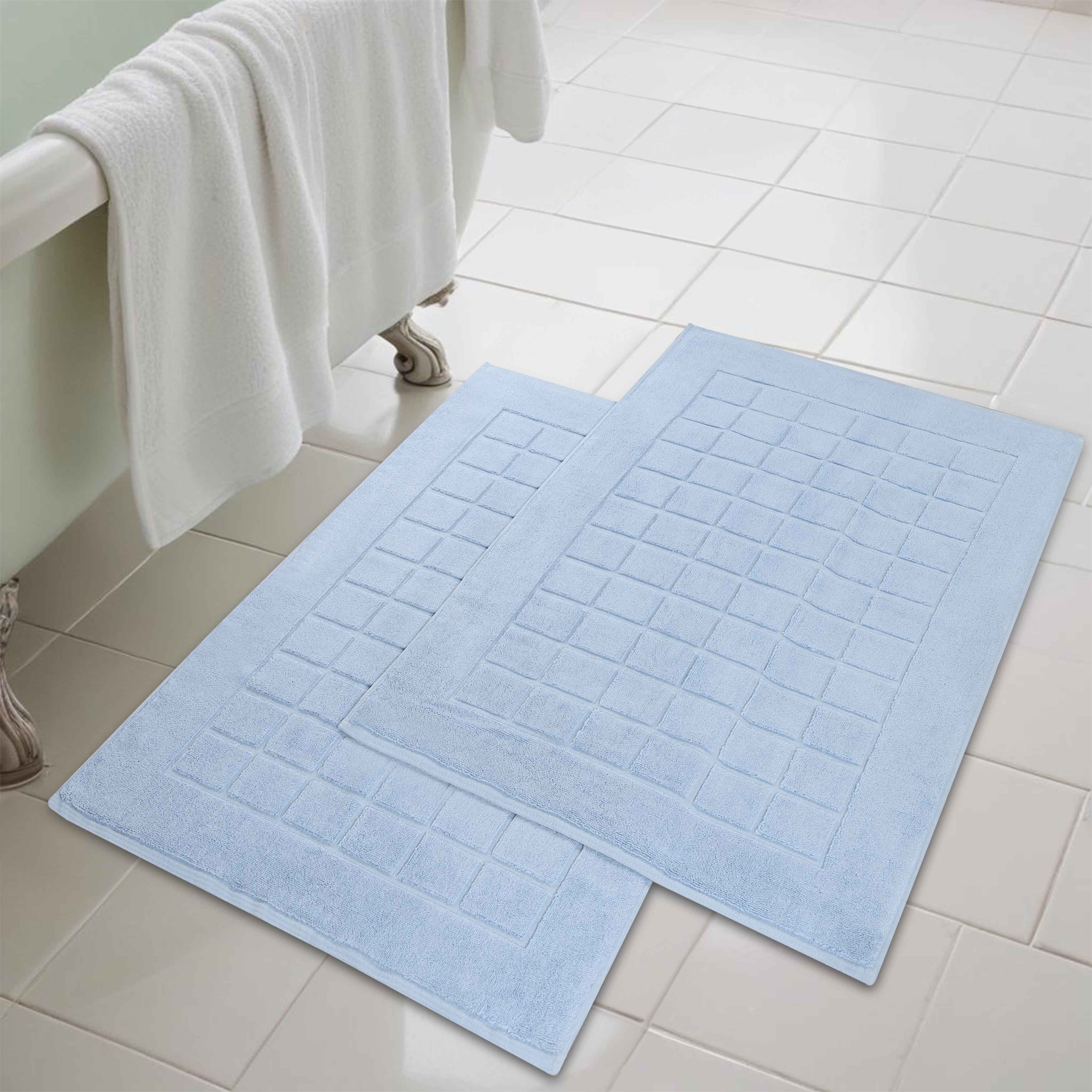 Nora Cotton Solid Absorbent Thick Checkered Washable Bath Mat Set of 2 - Bath Mats by Superior Brand