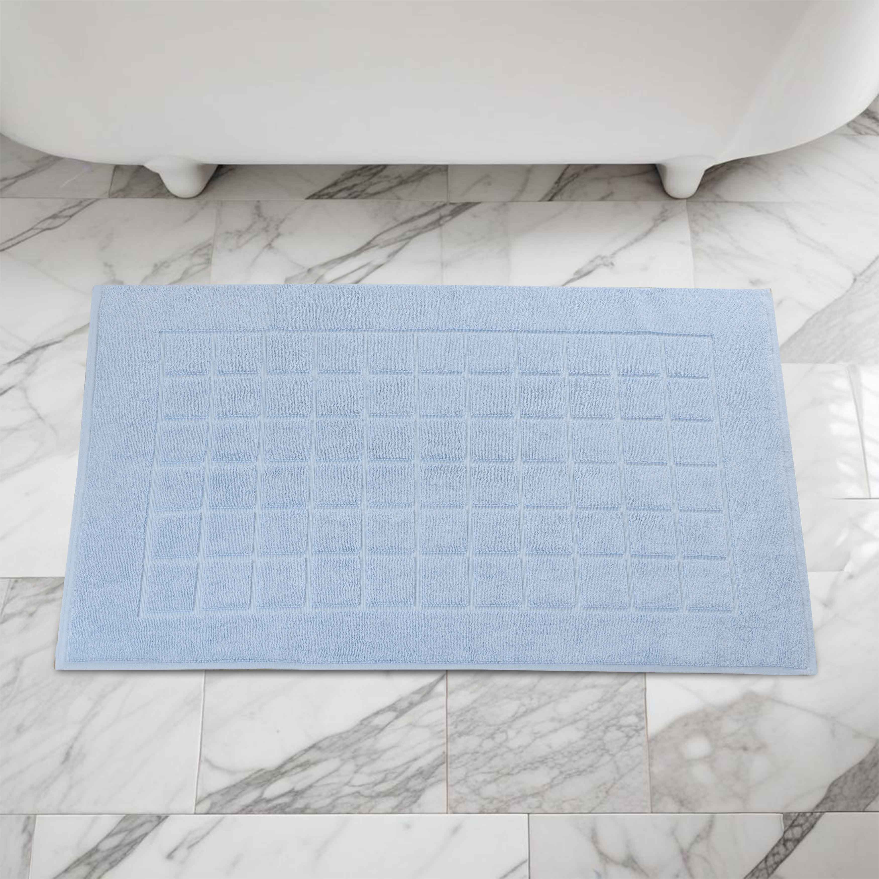 Nora Cotton Solid Absorbent Thick Checkered Washable Bath Mat Set of 2 - Bath Mats by Superior Brand