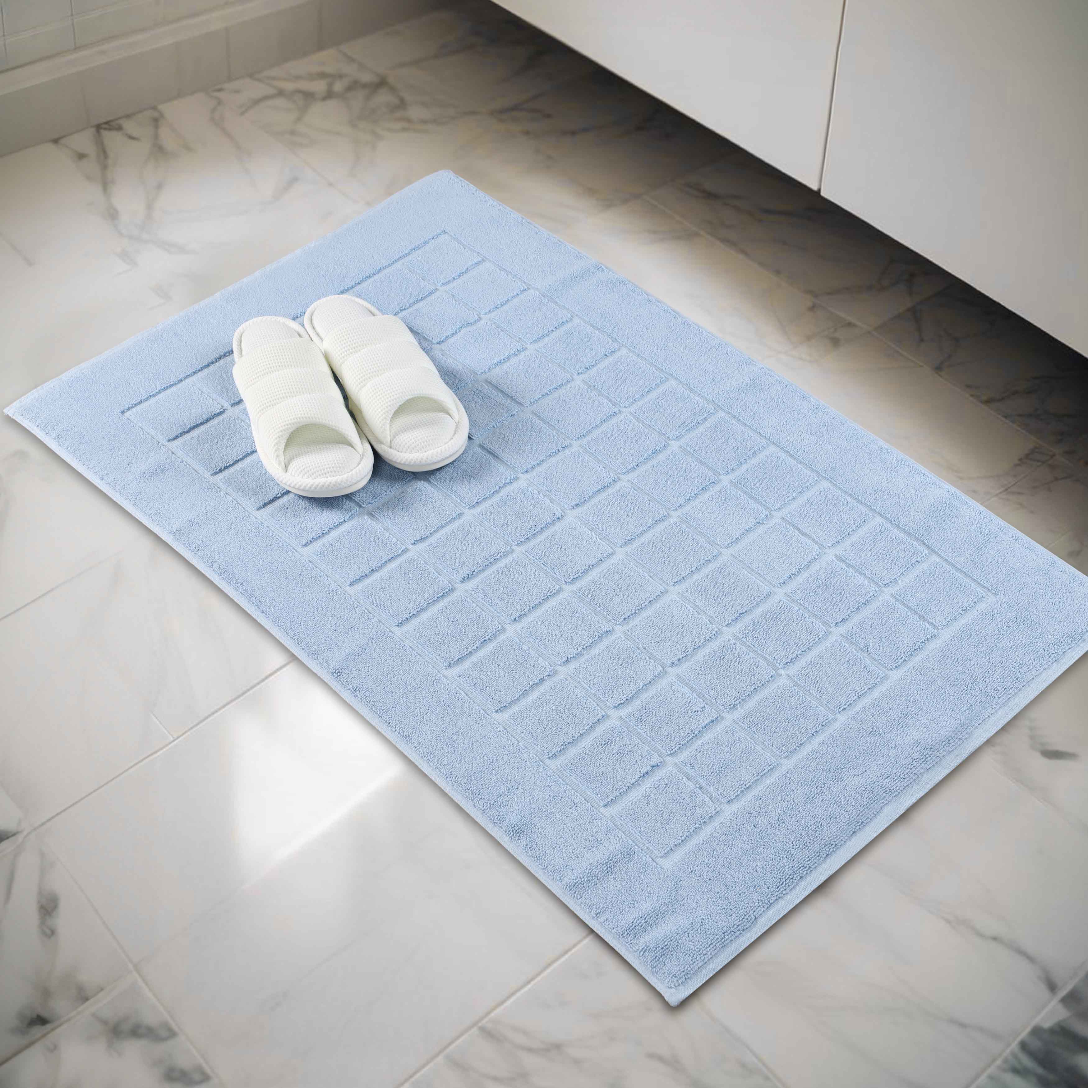 Nora Cotton Solid Absorbent Thick Checkered Washable Bath Mat Set of 2 - Bath Mats by Superior Brand