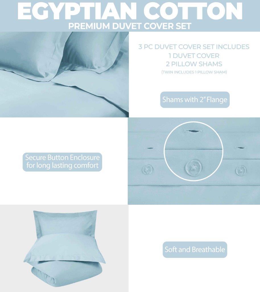 300 Thread Count Egyptian Cotton Solid Duvet Cover - Egyptian Cotton Duvet Cover Set by Superior Brand