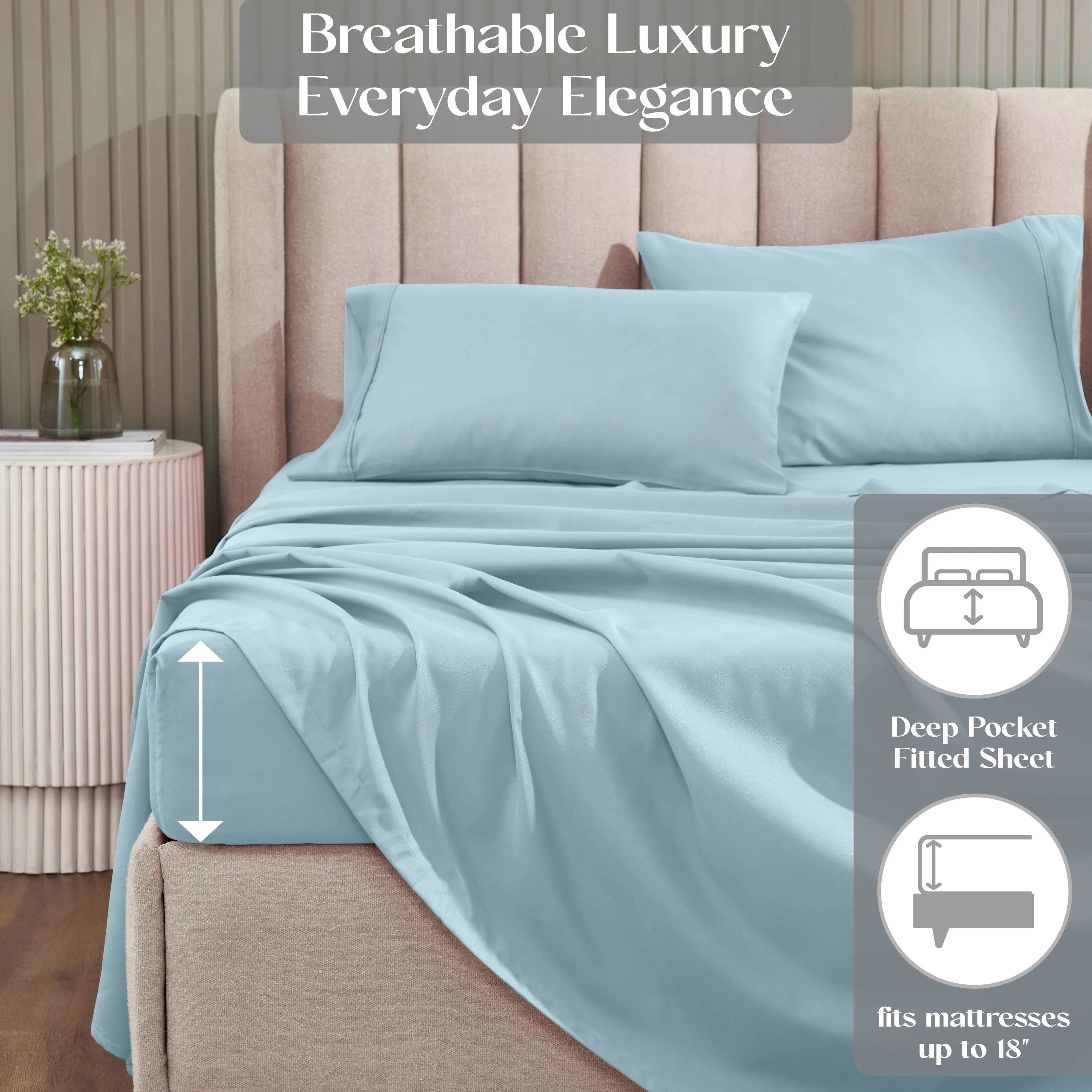 1200 Thread Count Cotton Rich Bed Sheet Set Solid Deep Pocket - Sheet Set by Superior Brand