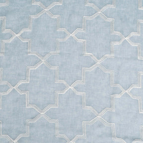 Embroidered Quatrefoil Semi Sheer 2 Piece Curtain Panel Set - LightBlue