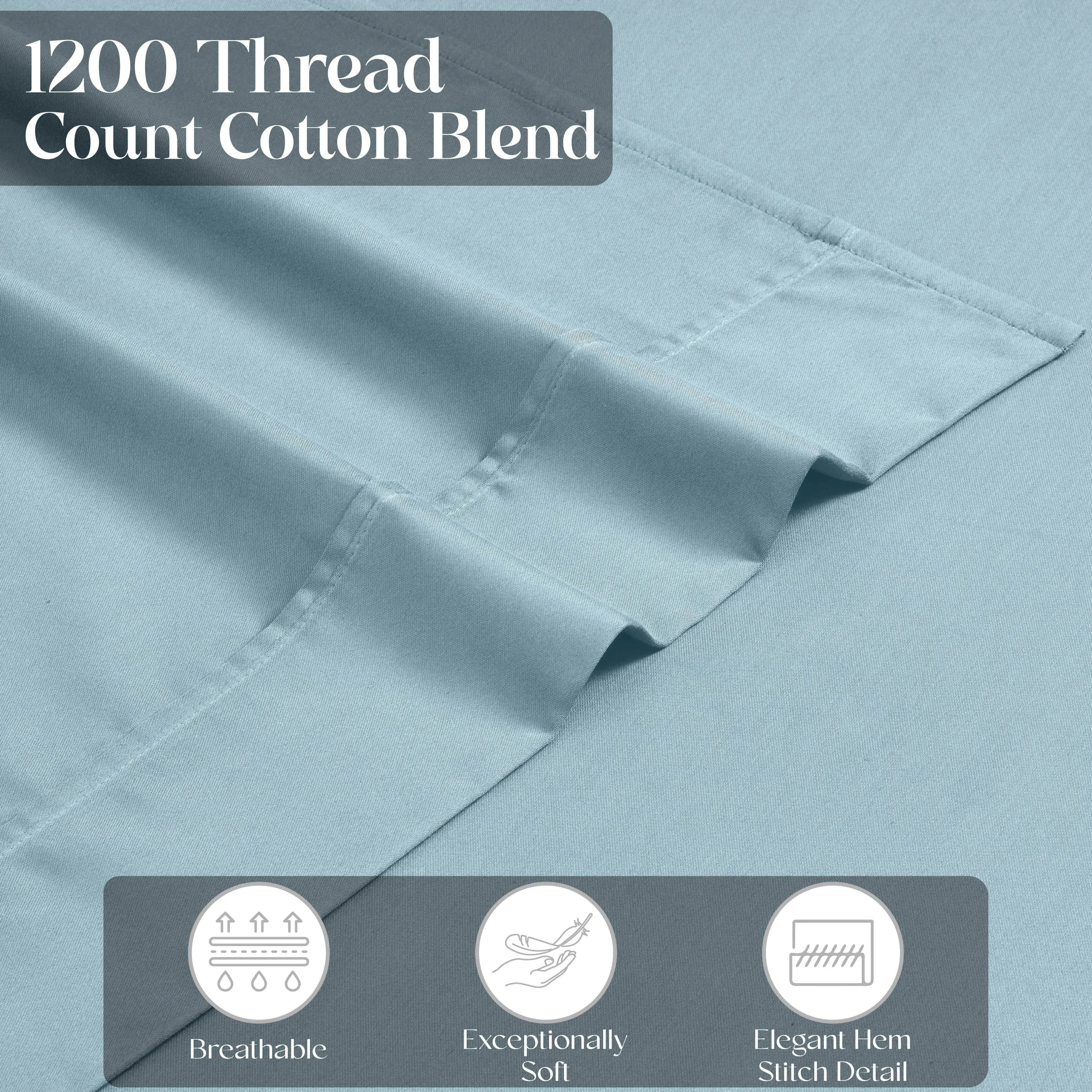 1200 Thread Count Cotton Rich Bed Sheet Set Solid Deep Pocket - Sheet Set by Superior Brand