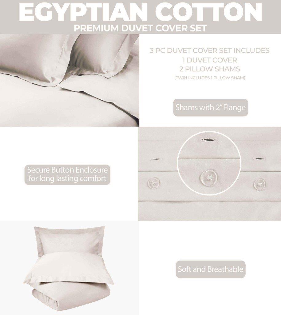 300 Thread Count Egyptian Cotton Solid Duvet Cover - Egyptian Cotton Duvet Cover Set by Superior Brand