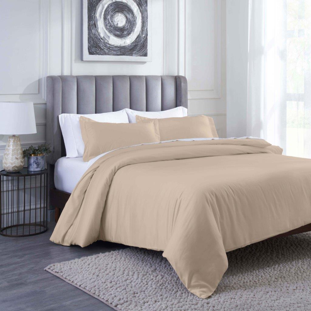 Modal From Beechwood 400 Thread Count Cooling Solid Duvet Cover Set - Linen