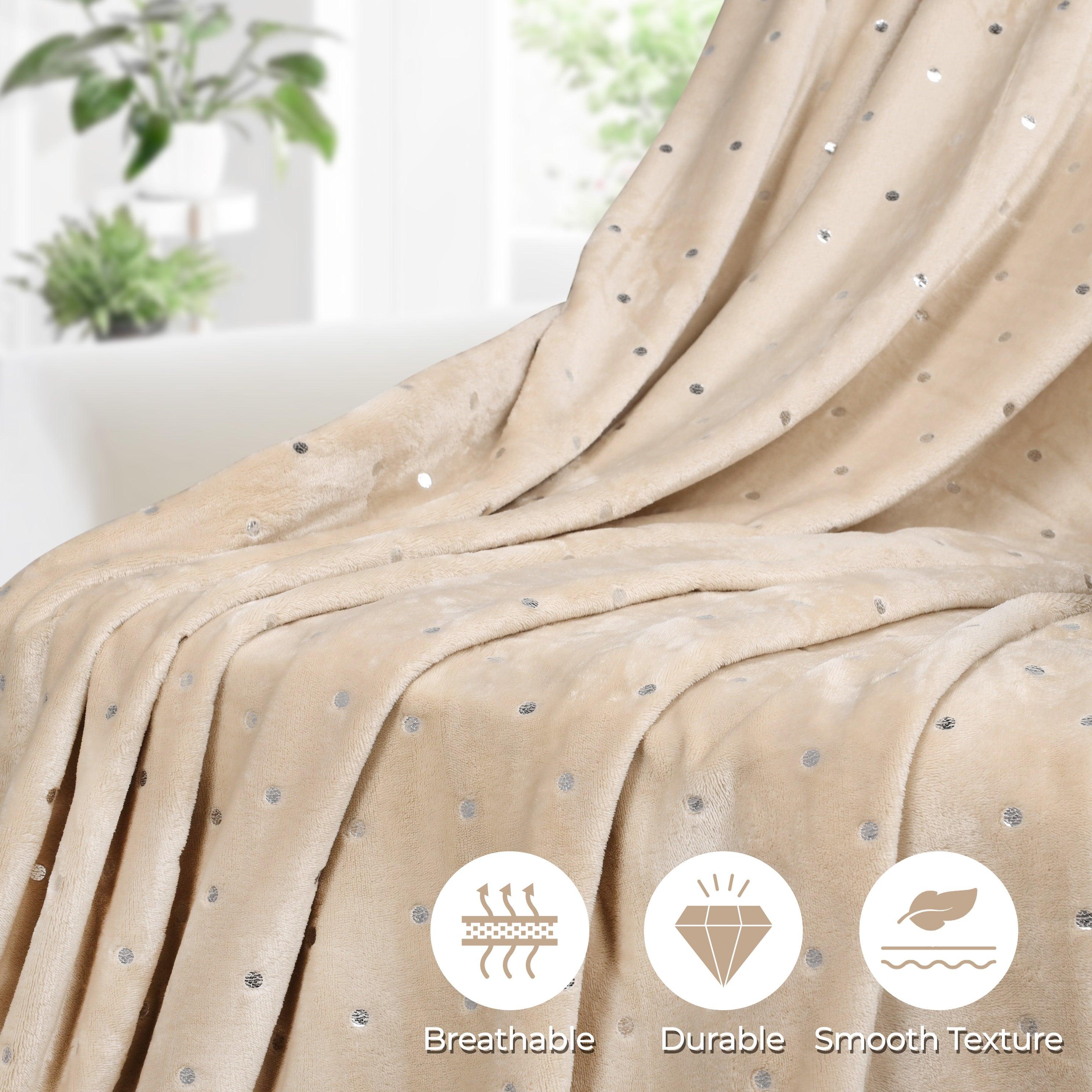 Fleece Plush Medium Weight Fluffy Soft Decorative Polka Dot Blanket - Blanket by Superior Brand