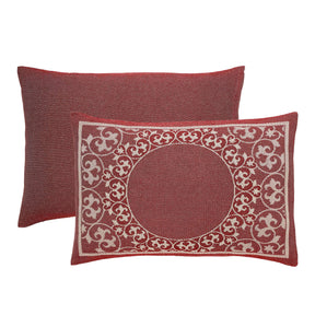 Superior Lyron Cotton Blend Woven Jacquard Vintage Floral Scroll Lightweight Bedspread and Sham Set - Berry Red