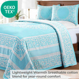 Lightweight Cotton Bedspread Set 3-Piece Lyron Floral Scroll Jacquard - Bedspread by Superior Brand