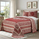 Lightweight Cotton Bedspread Set 3-Piece Lyron Floral Scroll Jacquard - Bedspread by Superior Brand