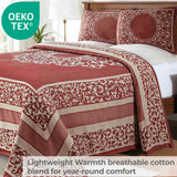 Lightweight Cotton Bedspread Set 3-Piece Lyron Floral Scroll Jacquard - Bedspread by Superior Brand