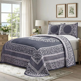 Lightweight Cotton Bedspread Set 3-Piece Lyron Floral Scroll Jacquard - Bedspread by Superior Brand