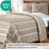 Lightweight Cotton Bedspread Set 3-Piece Lyron Floral Scroll Jacquard - Bedspread by Superior Brand