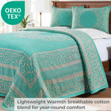 Lightweight Cotton Bedspread Set 3-Piece Lyron Floral Scroll Jacquard - Bedspread by Superior Brand
