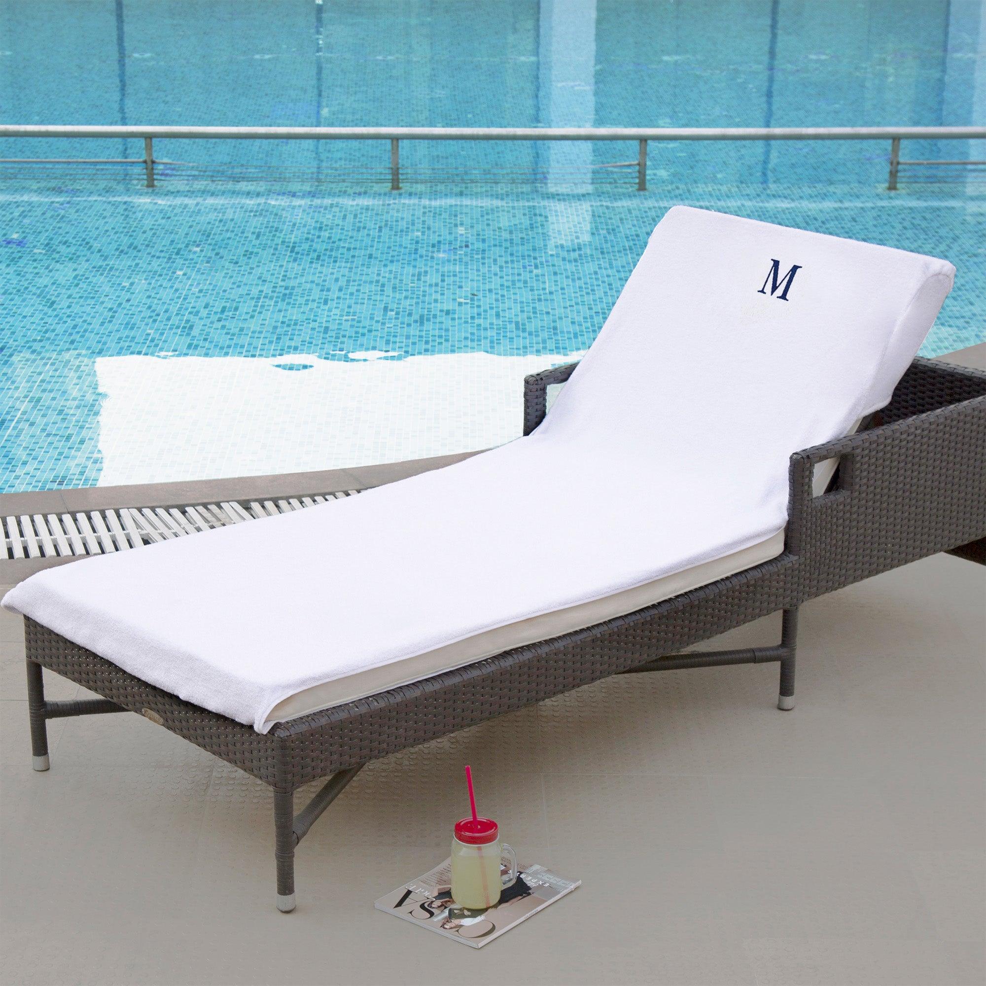 Cotton Monogrammed Patio Chaise Lounge Chair Cover - Beach Towel by Superior Brand