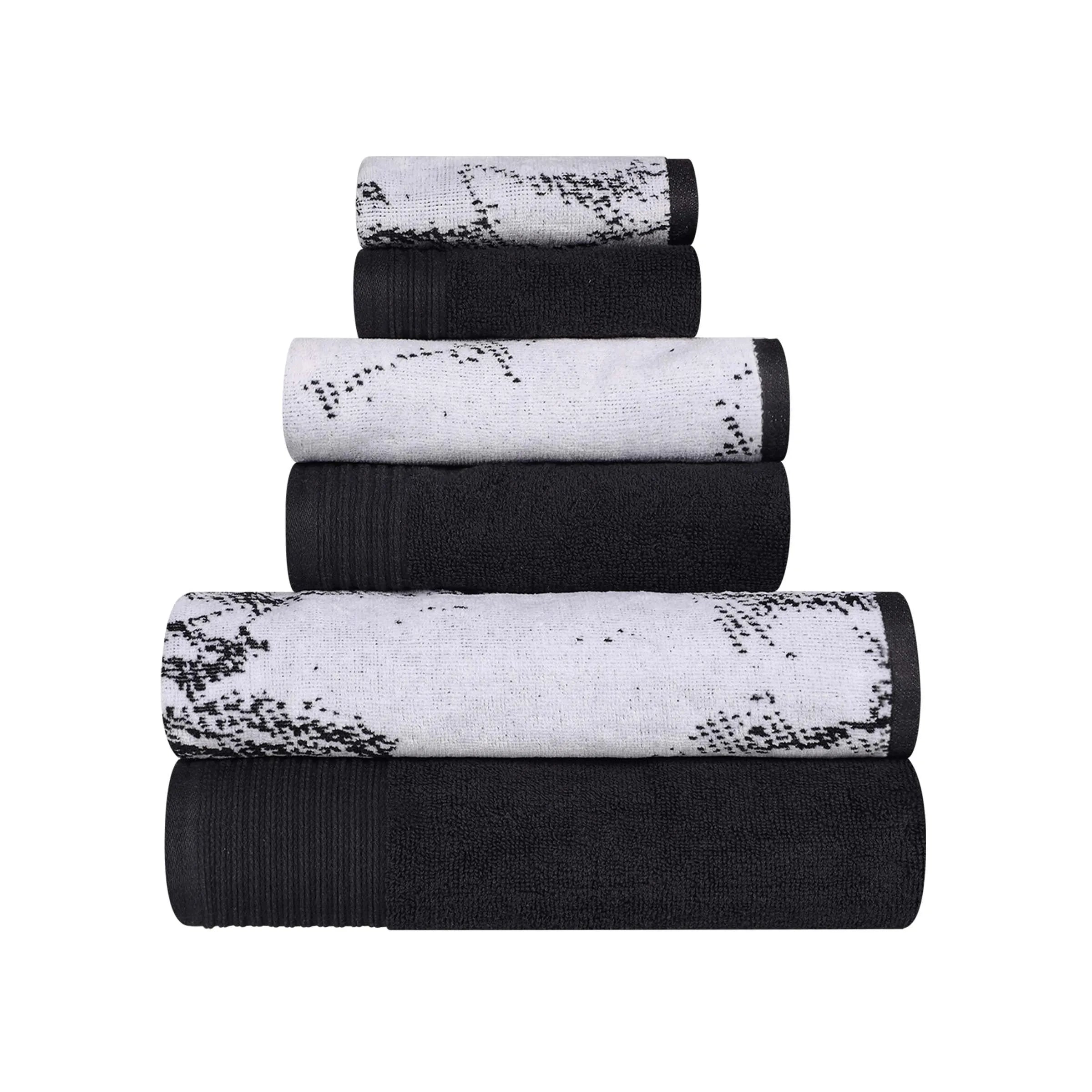 Cotton Jacquard and Solid Towel Set 8 Piece - Marble - Towel Set by Superior Brand